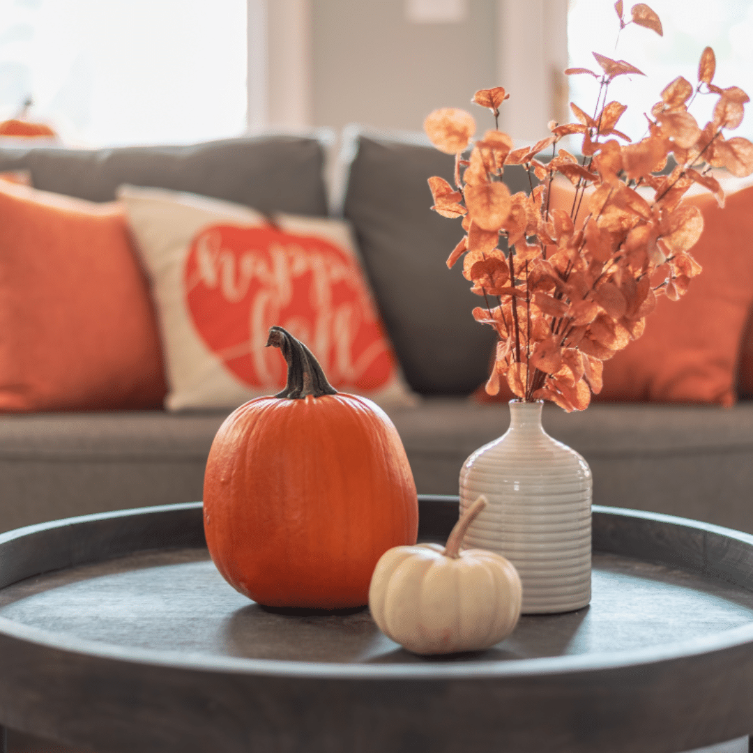 pumpkin decor on table at home