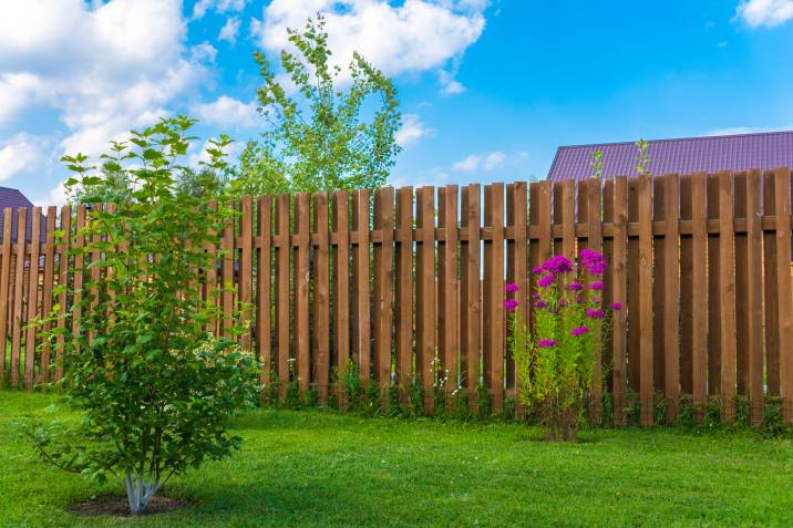 vertical wooden dog fence