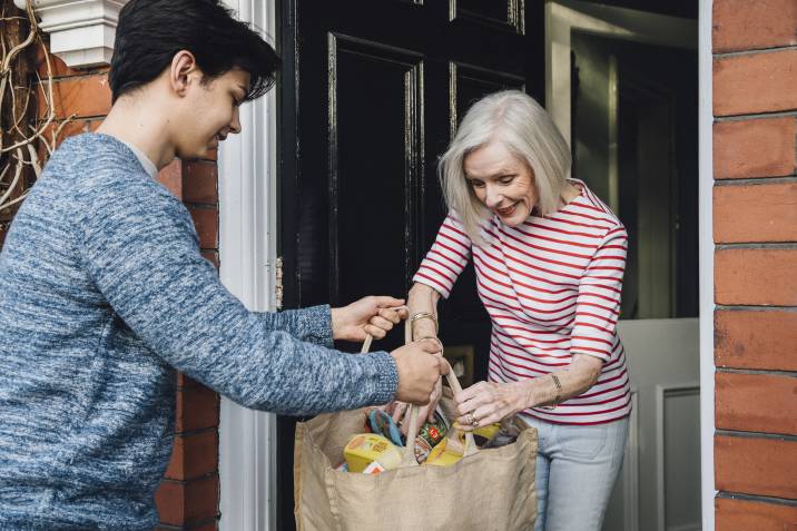 woman receiving grocery delivery