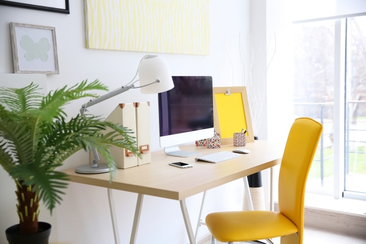 a yellow accent office chair to go with a home office desk