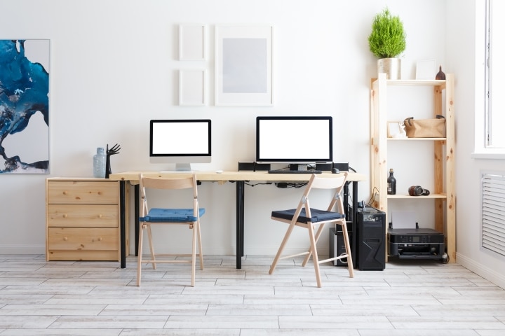 a shared home office space