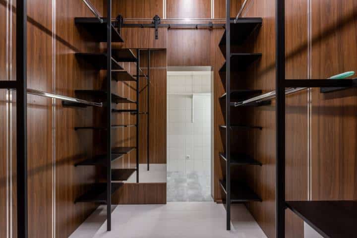 closet with aluminum racks