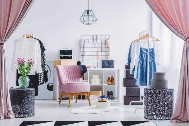 Pink chair in dressing room