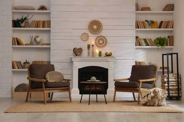 fireplace bookshelf
