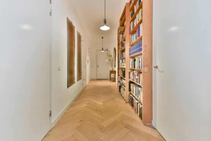 bookshelf in a hallway