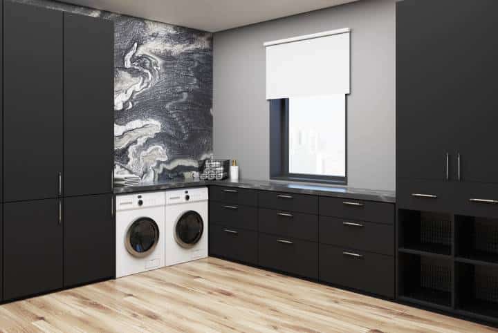 matte black laundry area