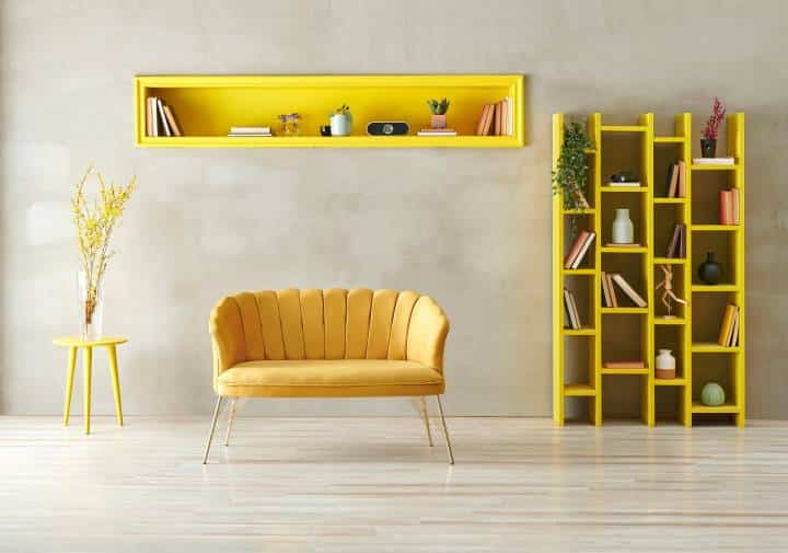 yellow vertical and horizontal bookshelf