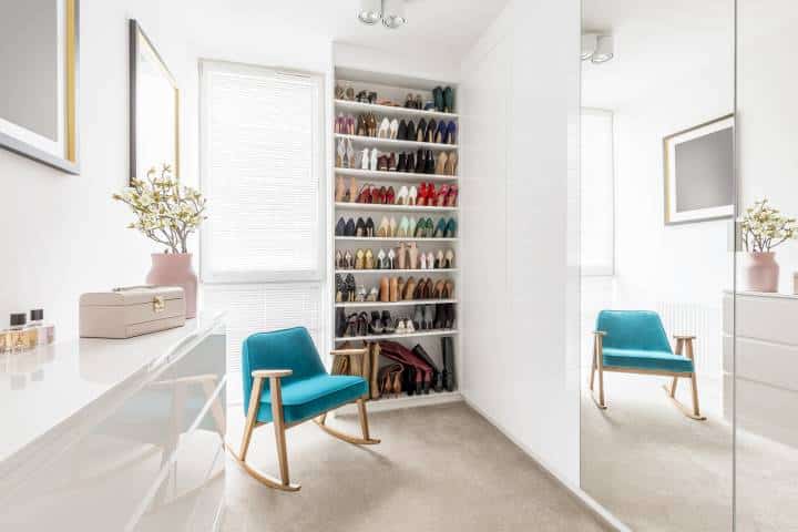 closet with a shoe wall