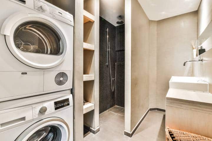 shower area in the laundry room