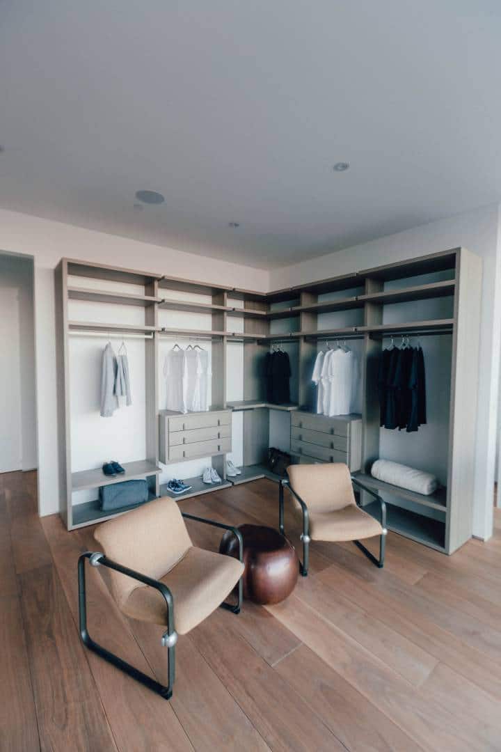 soft neutral palette in closet space