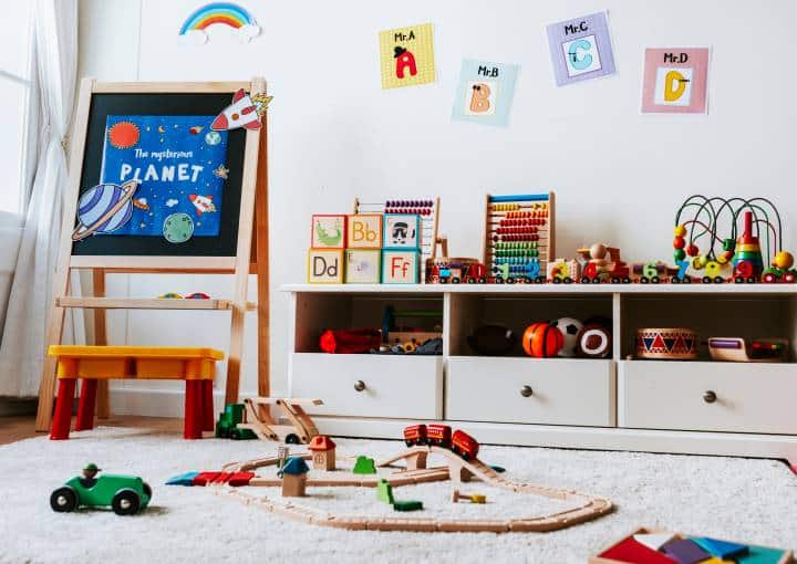 Interior design of a kindergarten classroom