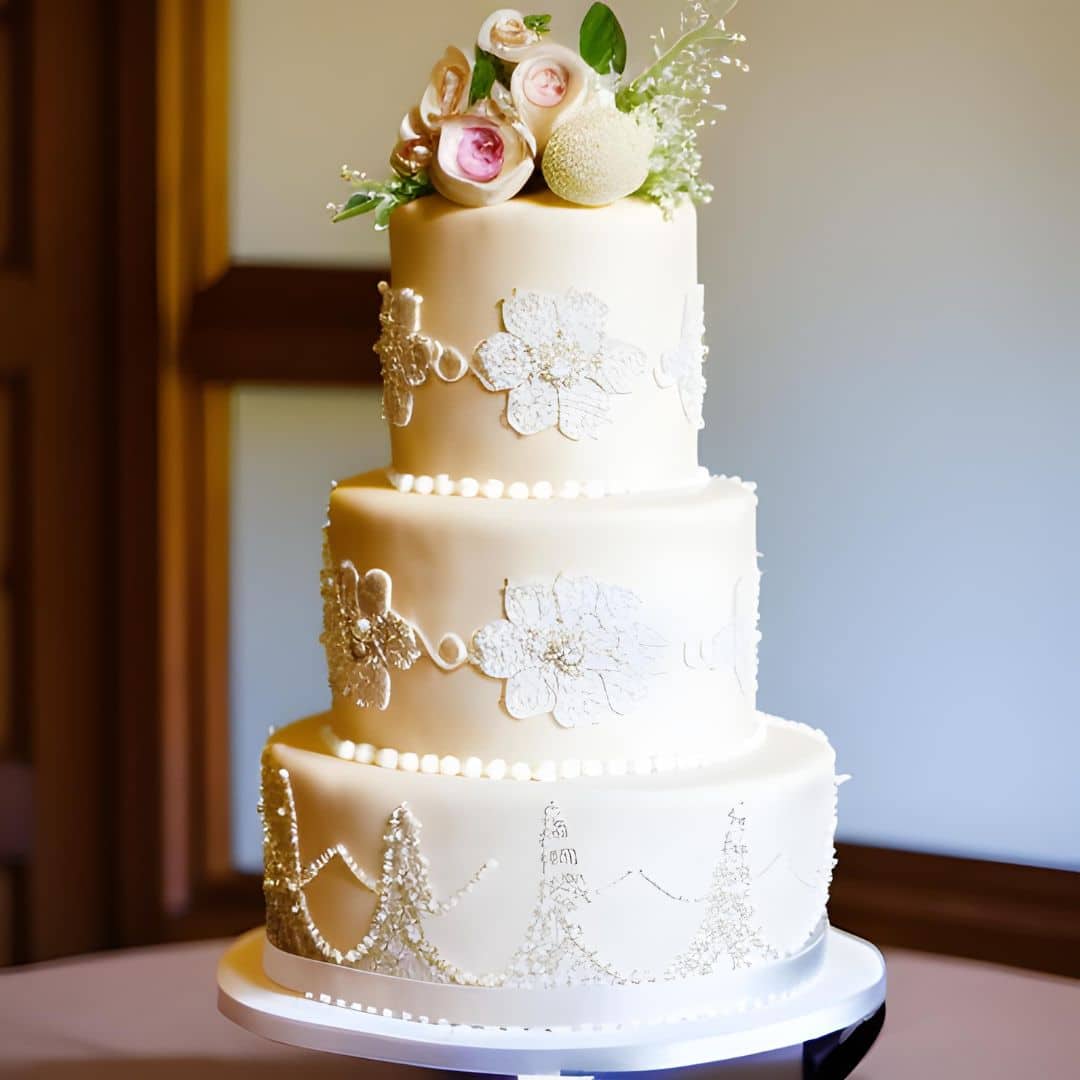 floral lace wedding cake