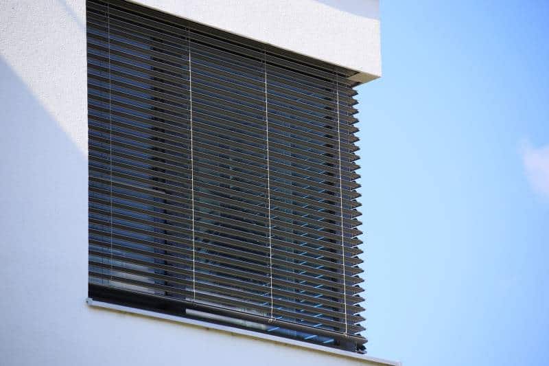 window with outdoor venetian blinds