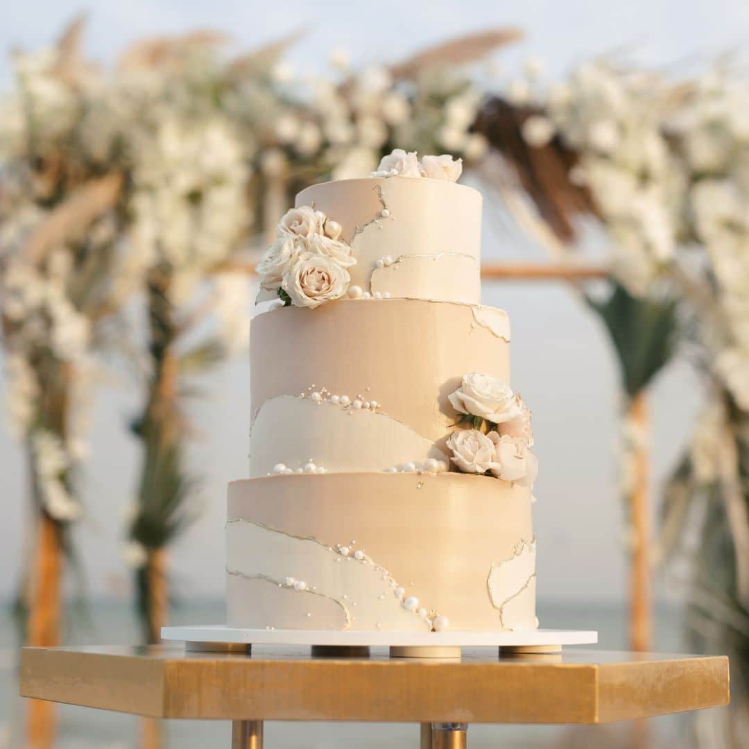 wedding cake with wave designs