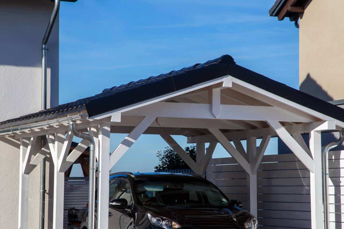 wooden carport with gable roof