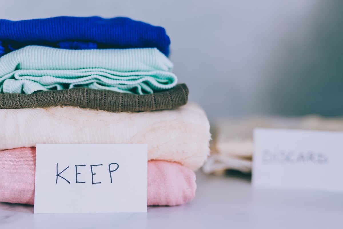 Keep pile from organizing closet