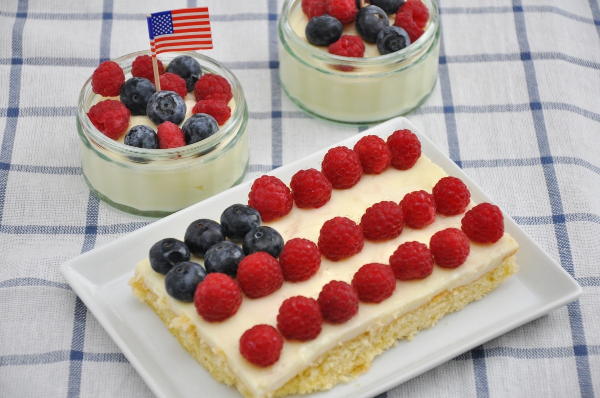 A homemade Berry Cake and other 4th of July-themed desserts