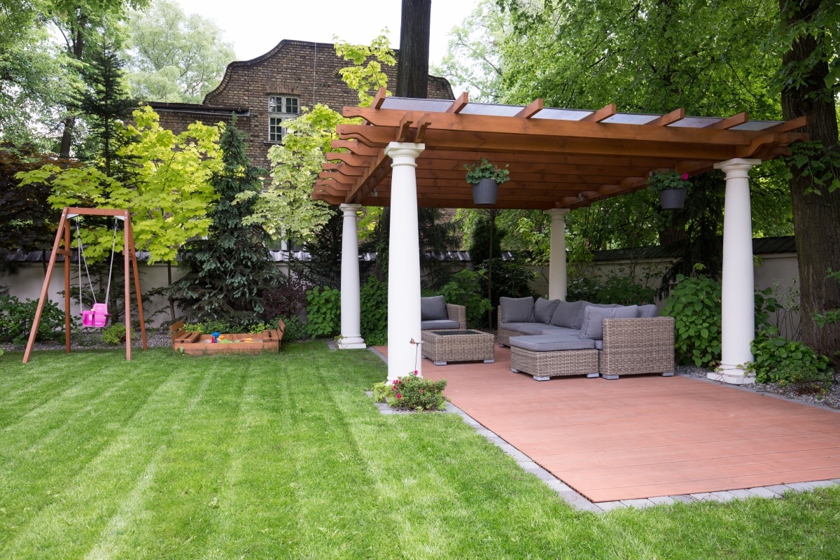 garden with modern gazebo