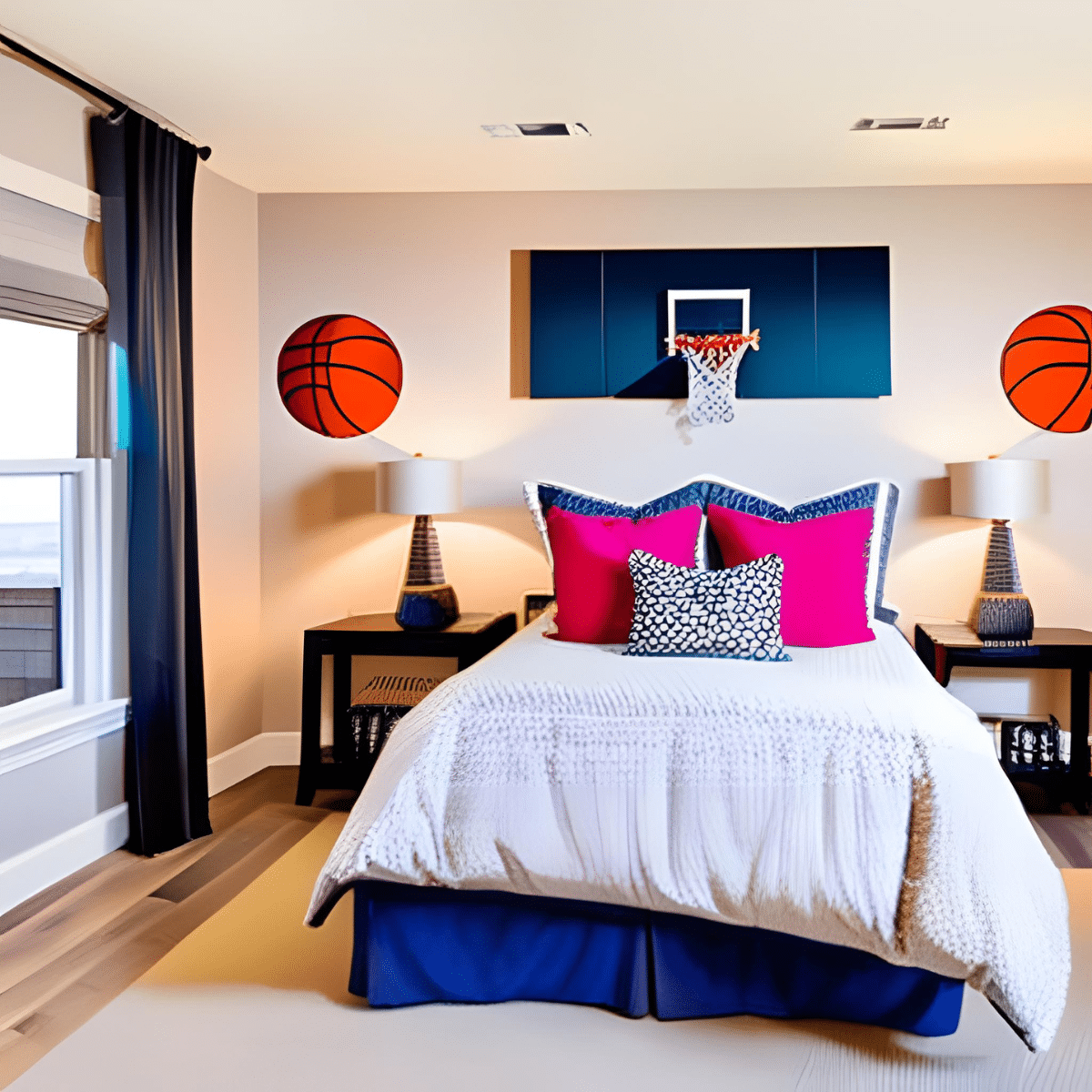 Bedroom with basketball wall decals