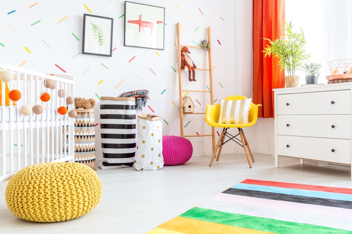 kids room with sprinkle patterned wall art