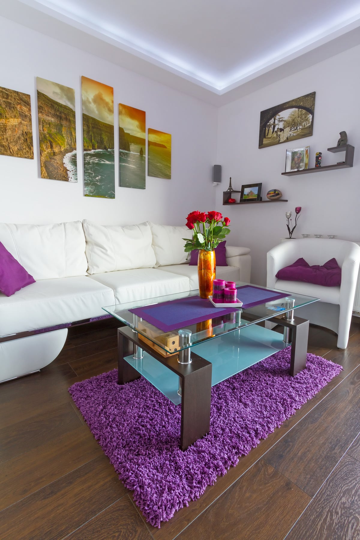 Modern living room interior with canvas on the wall