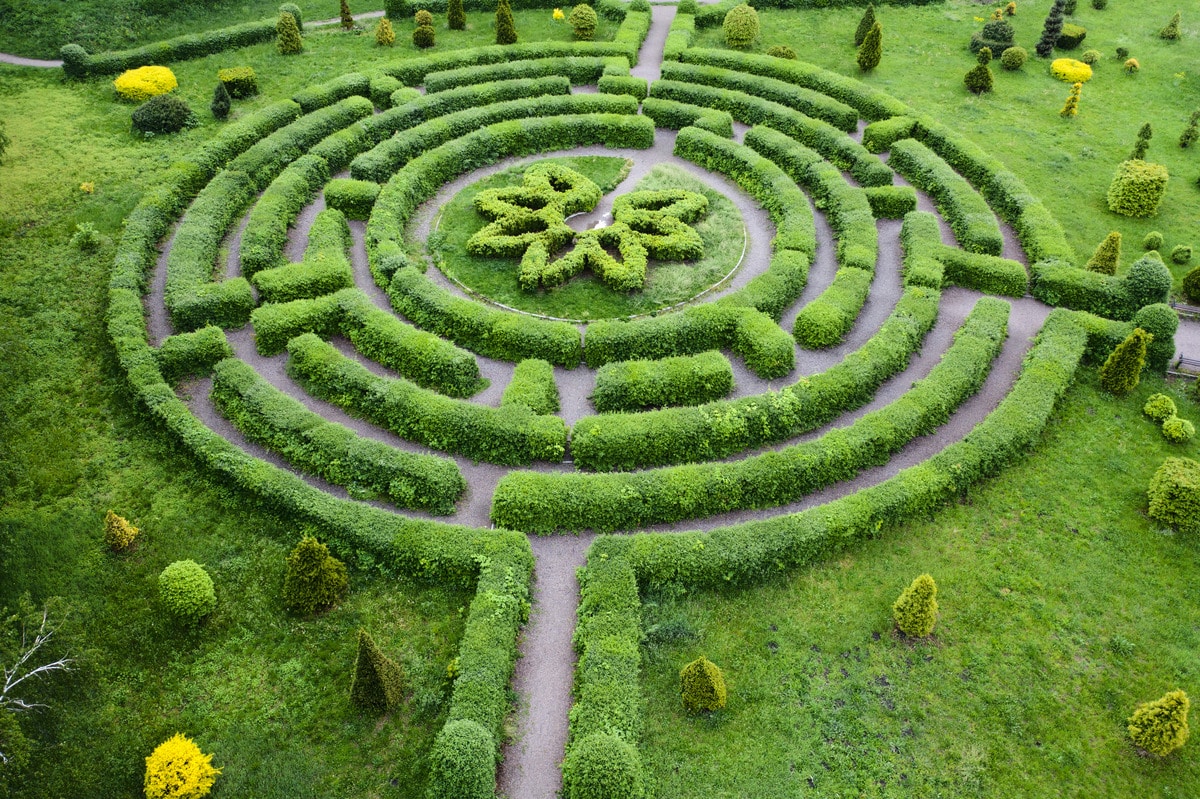 Topiary garden in the shape of a labyrinth
