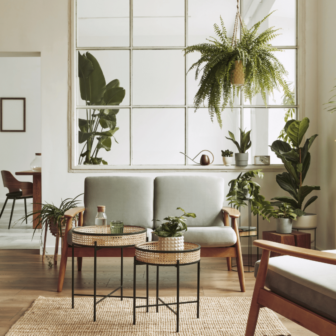 living space with plants