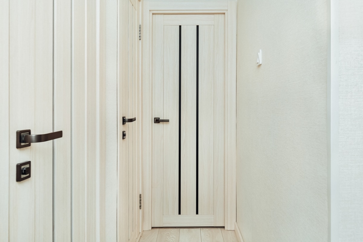 hallway door with black striped detailing