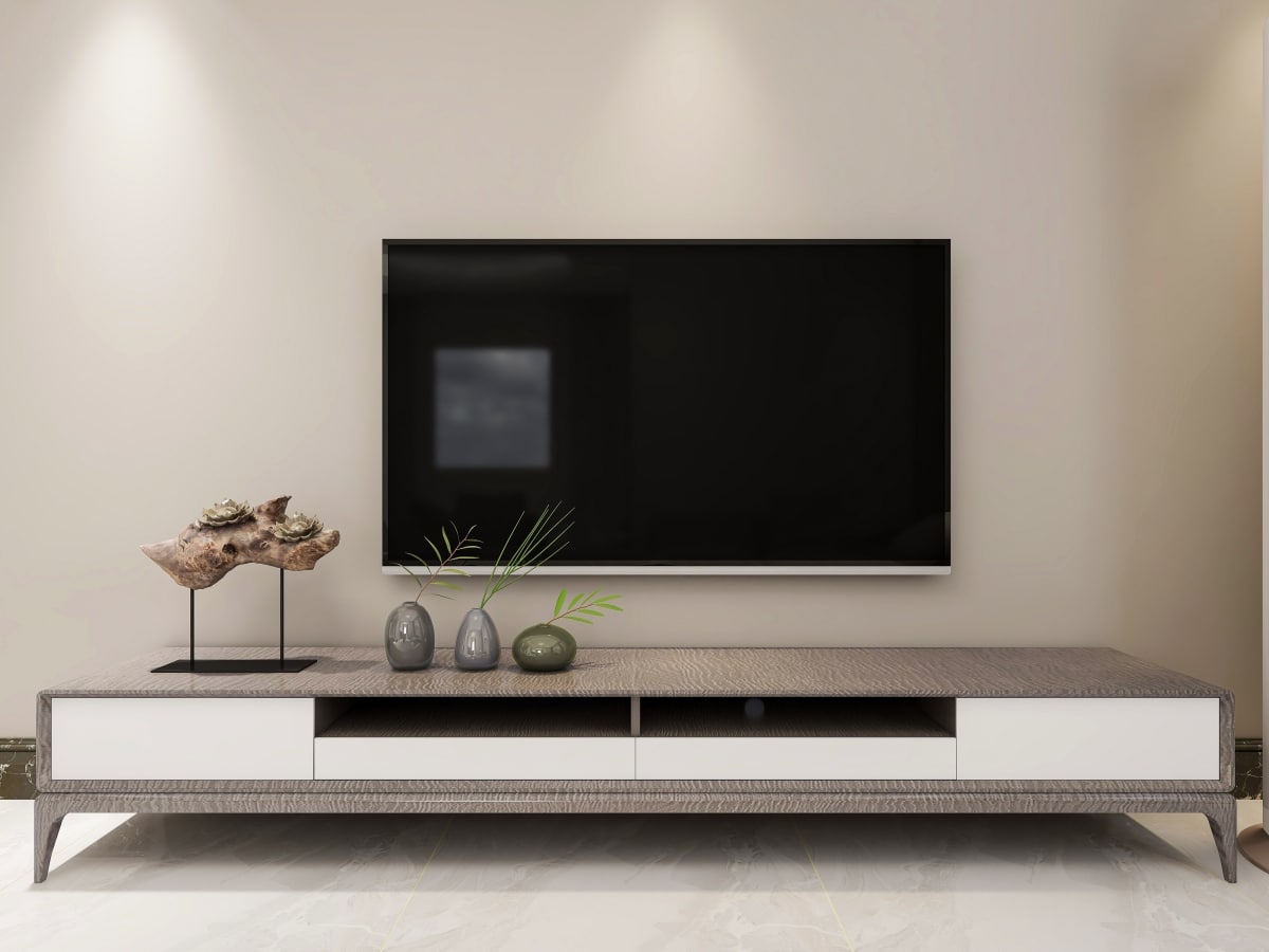 minimalist tv wall with artistic decor