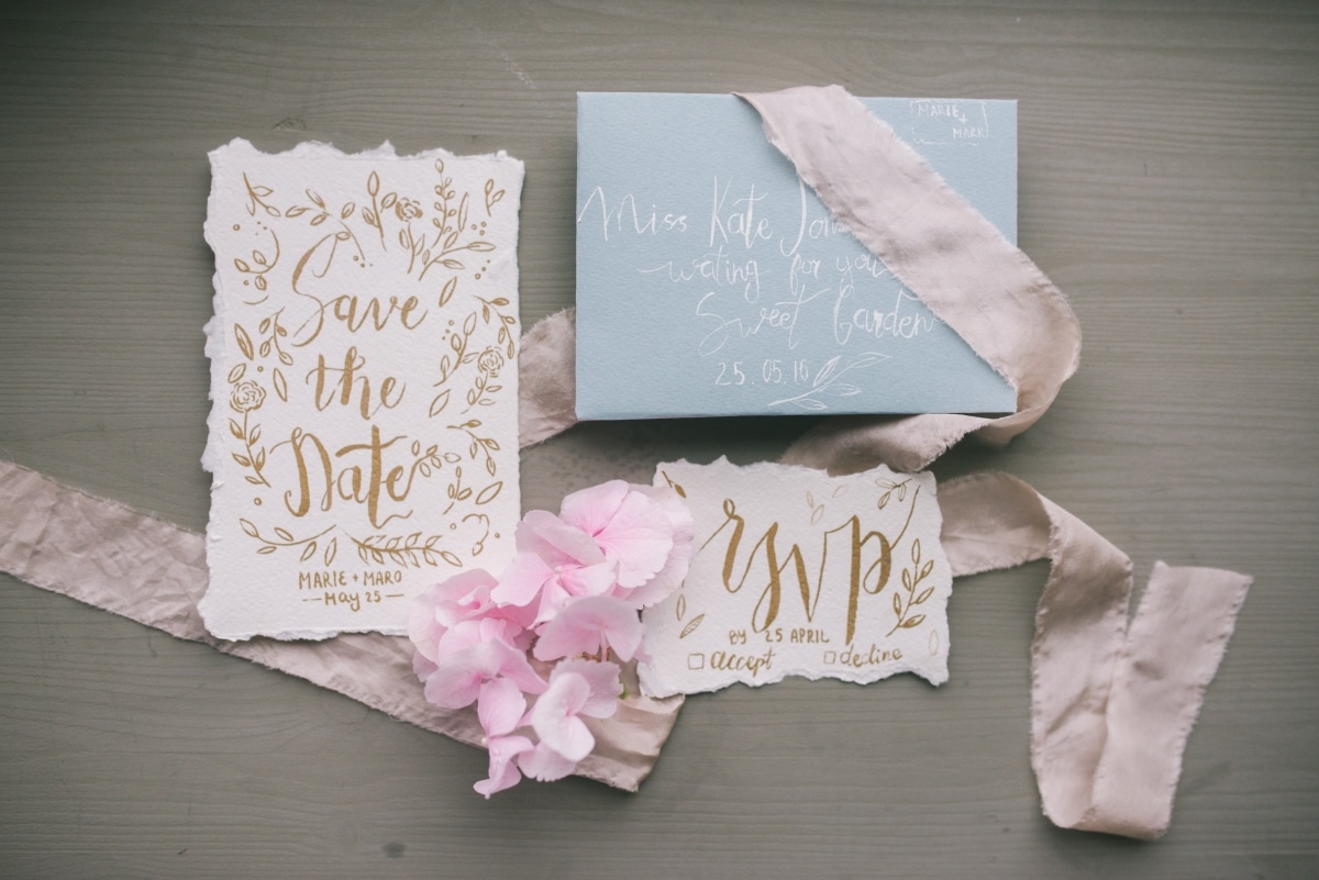 Preparing wedding save-the-dates and RSVPs