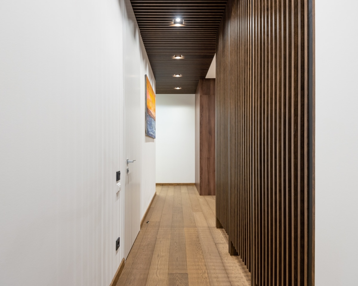 walls with rich brown wood slats