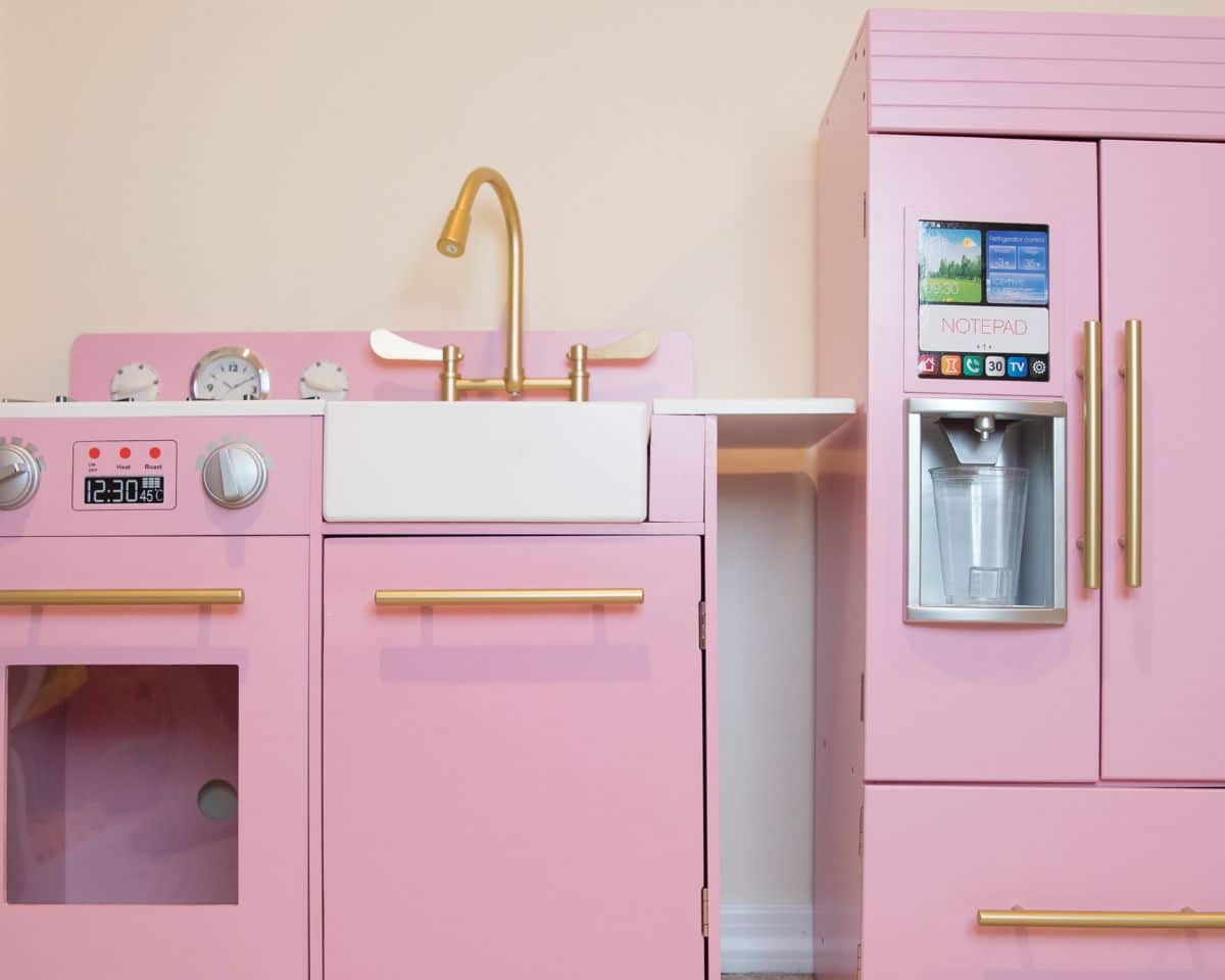 stylish pink toy kitchenette