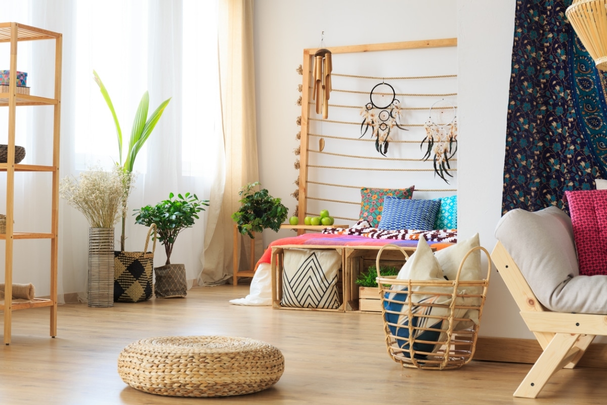 woven basket storage and footrest