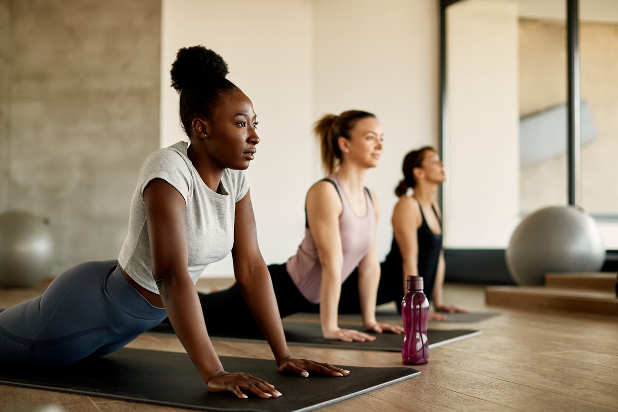 Women doing yoga in a studio